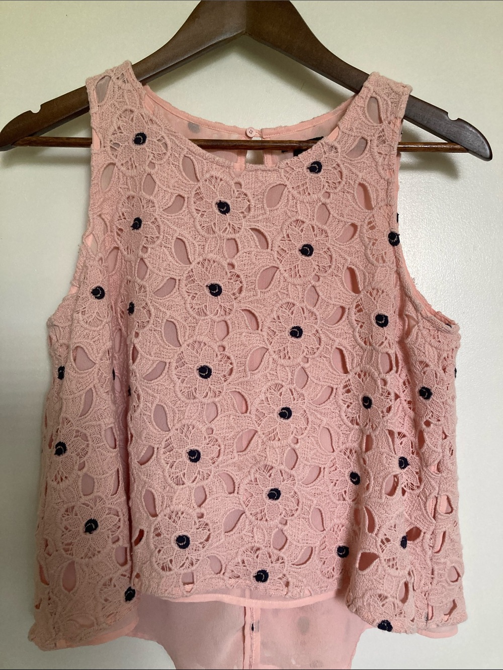 NWT ANN TAYLOR Pink Crochet Lace Floral Tank Top